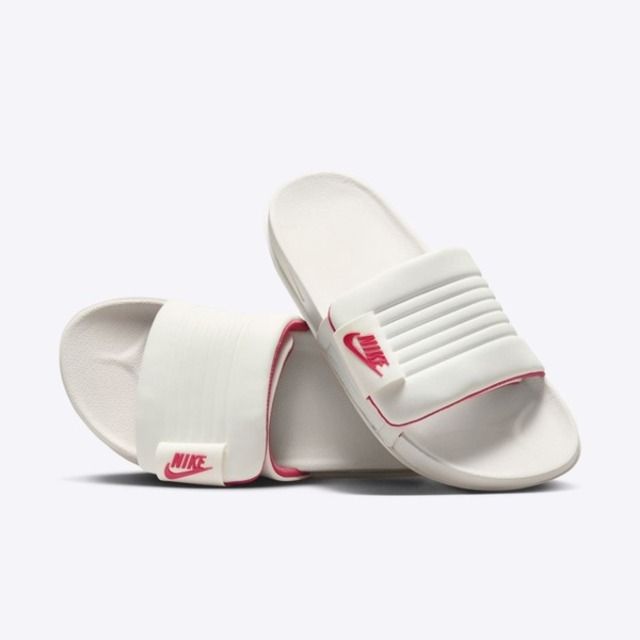 NIKE 耐吉 Nike W Offcourt Adjust Slide [DV1033-102] 女 涼拖鞋 運動 休閒 魔鬼氈 白紅