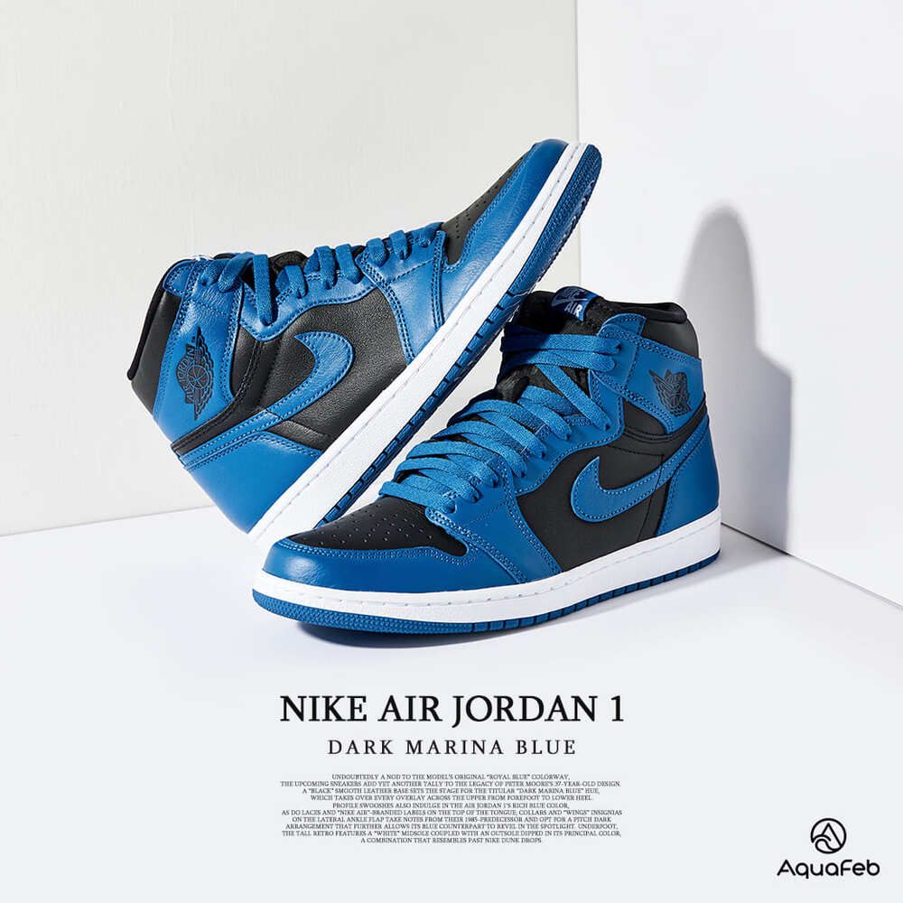 Nike Jordan 1 OG Dark Marina Blue 男鞋黑色藍色AJ1 經典高筒休閒鞋