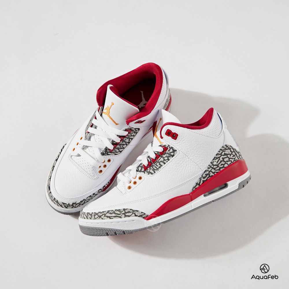 Nike Air Jordan 3 Retro 女鞋大童鞋白色紅色爆裂紋AJ3 籃球鞋398614