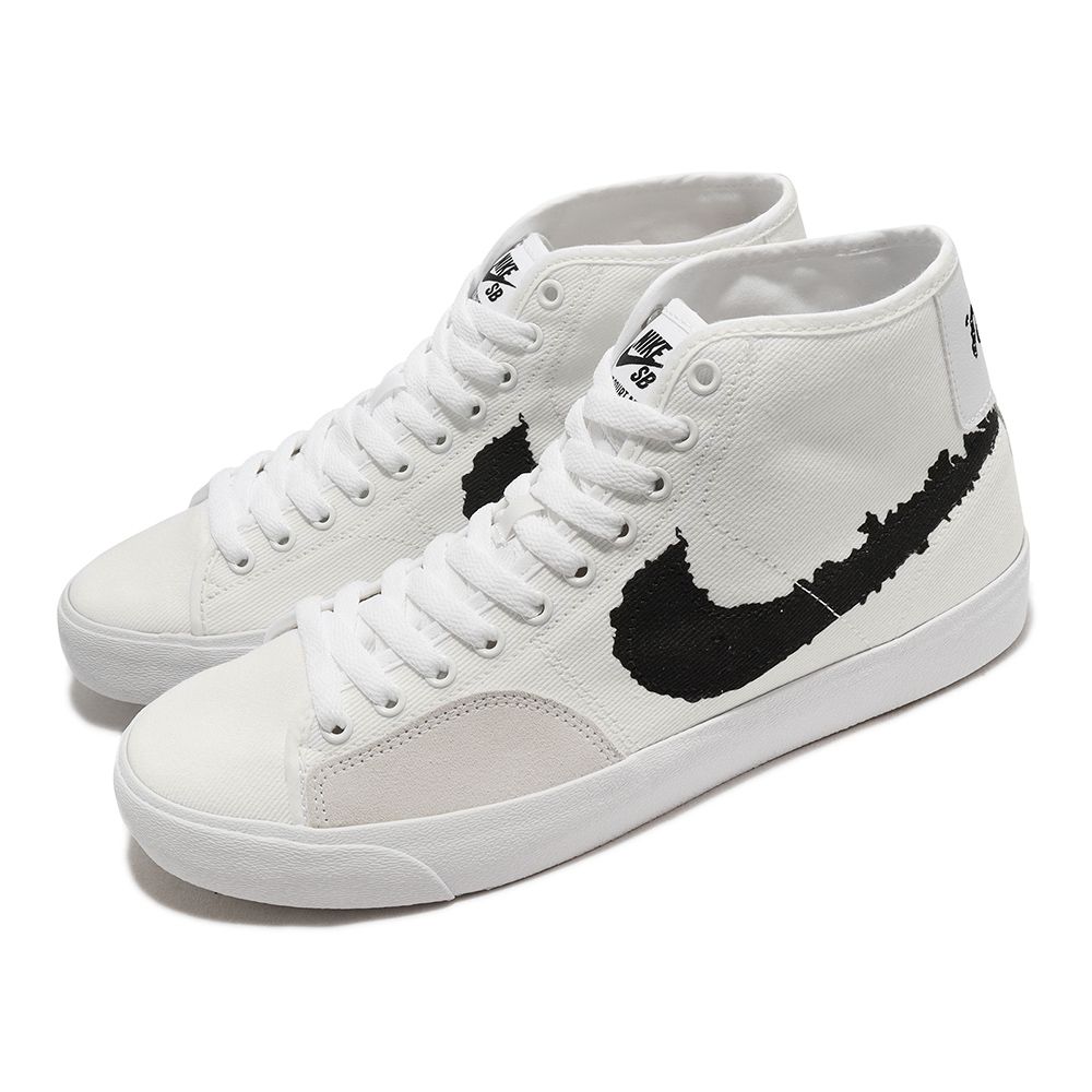 Nike 滑板鞋SB Blazer Court Mid PRM 男鞋白高筒麂皮帆布休閒鞋DM8553