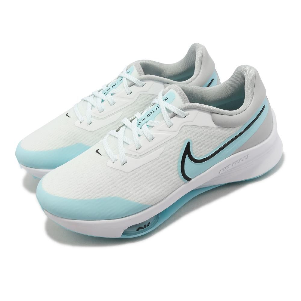 NIKE 耐吉  高爾夫球鞋 Air ZM Infinity Tour Next% 寬楦 男鞋 女鞋 水藍色 鞋釘 緩震 DM8446-114