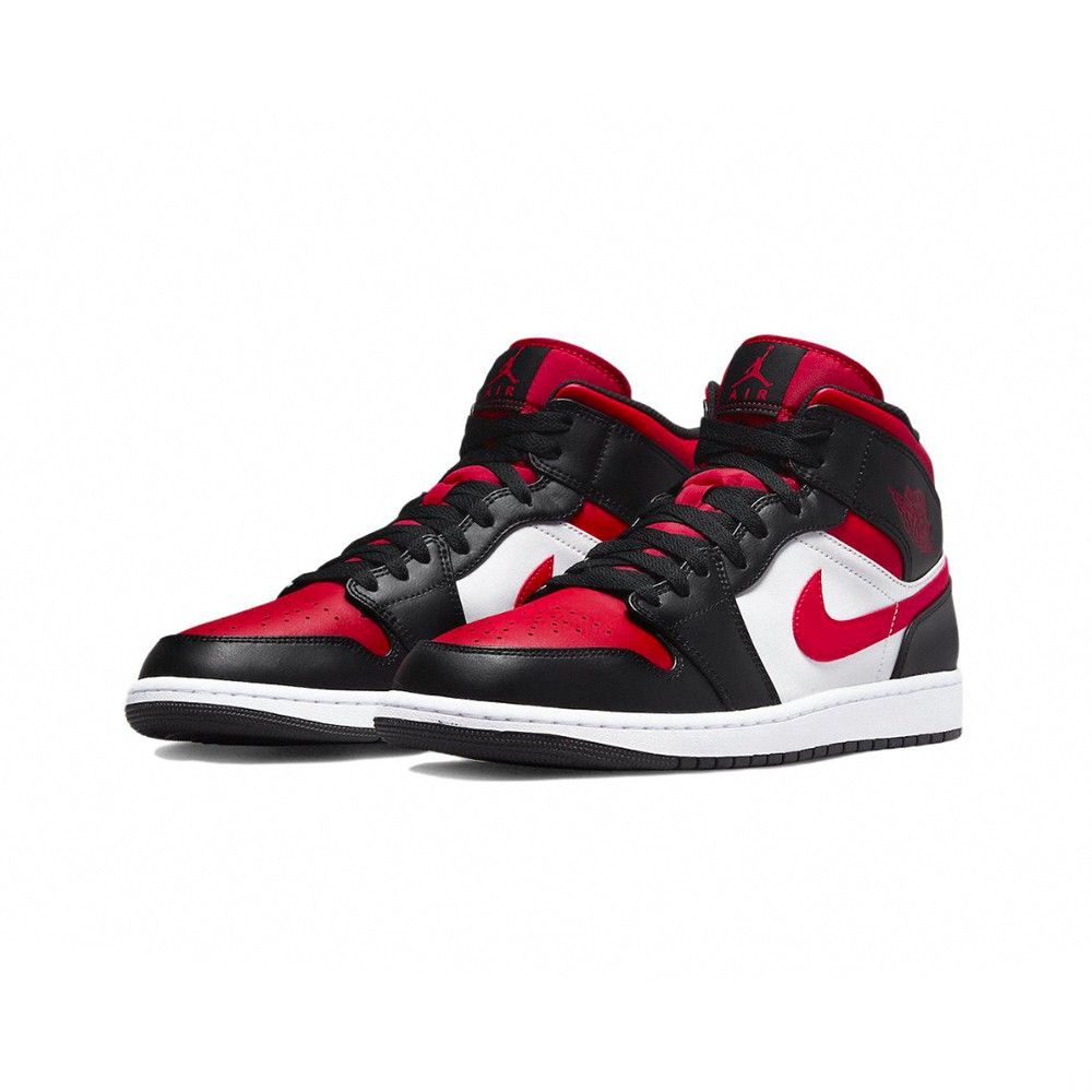 Air Jordan 1 Mid White Black Red 黑紅腳趾高筒休閒鞋554724-079