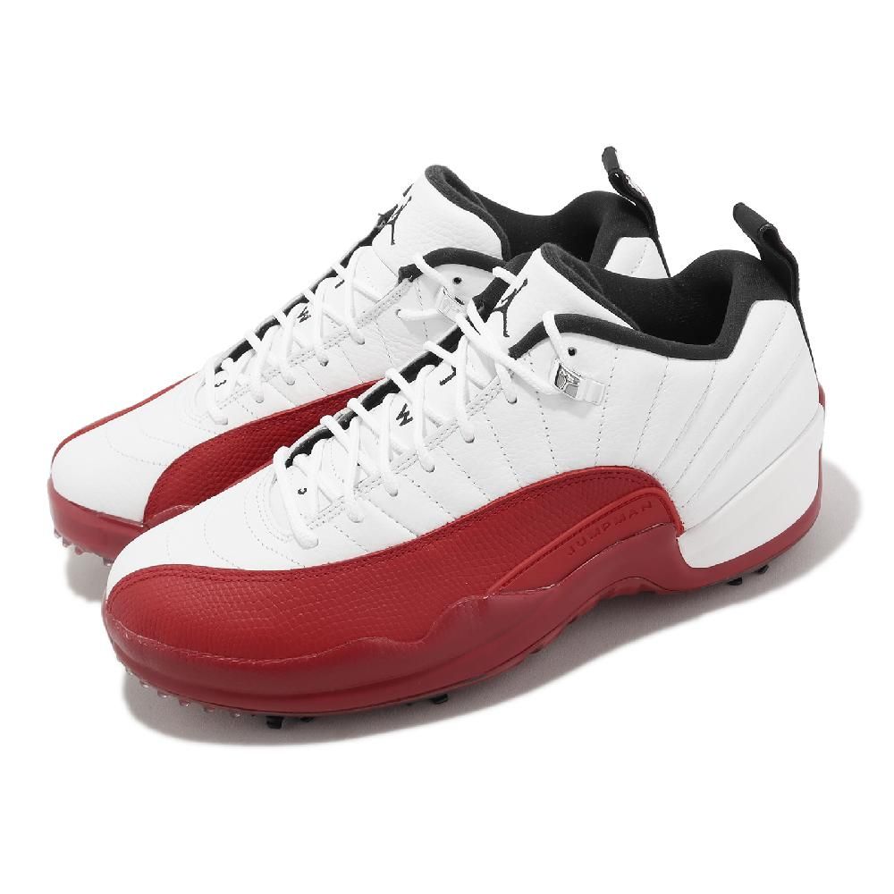 Nike 耐吉高爾夫球鞋Air Jordan XII Low 男鞋白紅可拆式鞋釘CHERRY