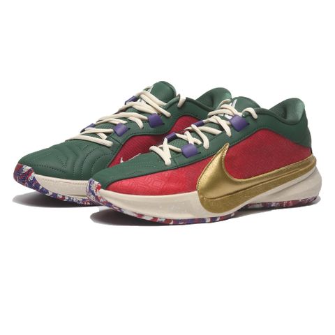 NIKE 耐吉 籃球鞋 ZOOM FREAK 5 EP 紅綠金 耐磨 實戰鞋 男 DZ2945-600