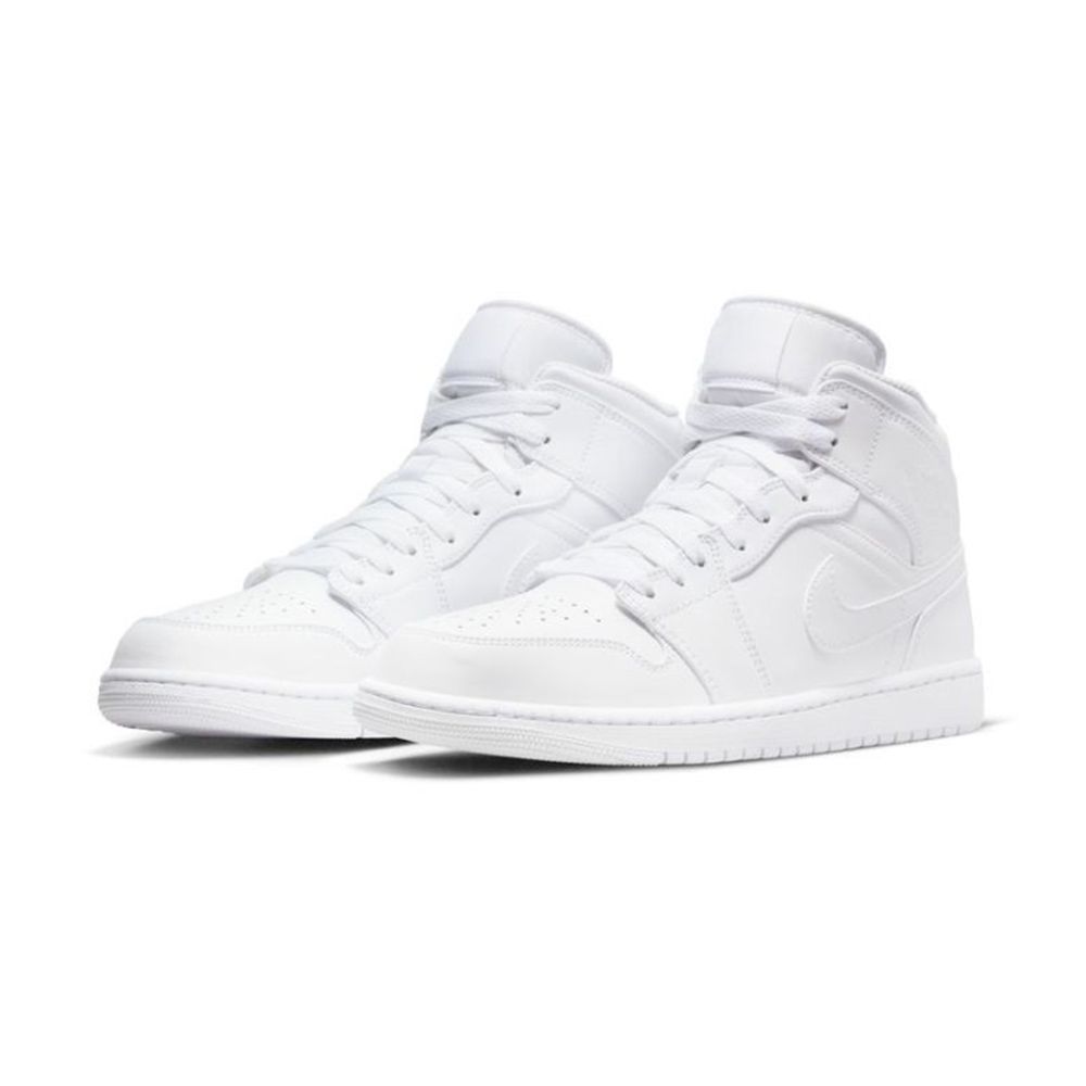 NIKE 耐吉 Air Jordan 1 Mid Triple White 全白 554724-136