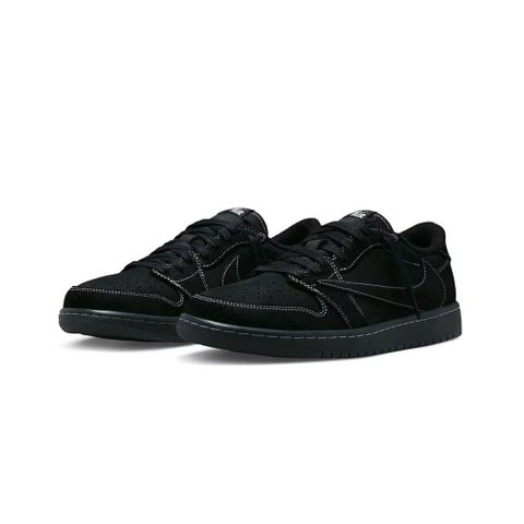 NIKE 耐吉 Travis Scott x Air Jordan 1 Low OG Black Phantom 全黑幻影 倒勾 男鞋 休閒鞋 DM7866-001