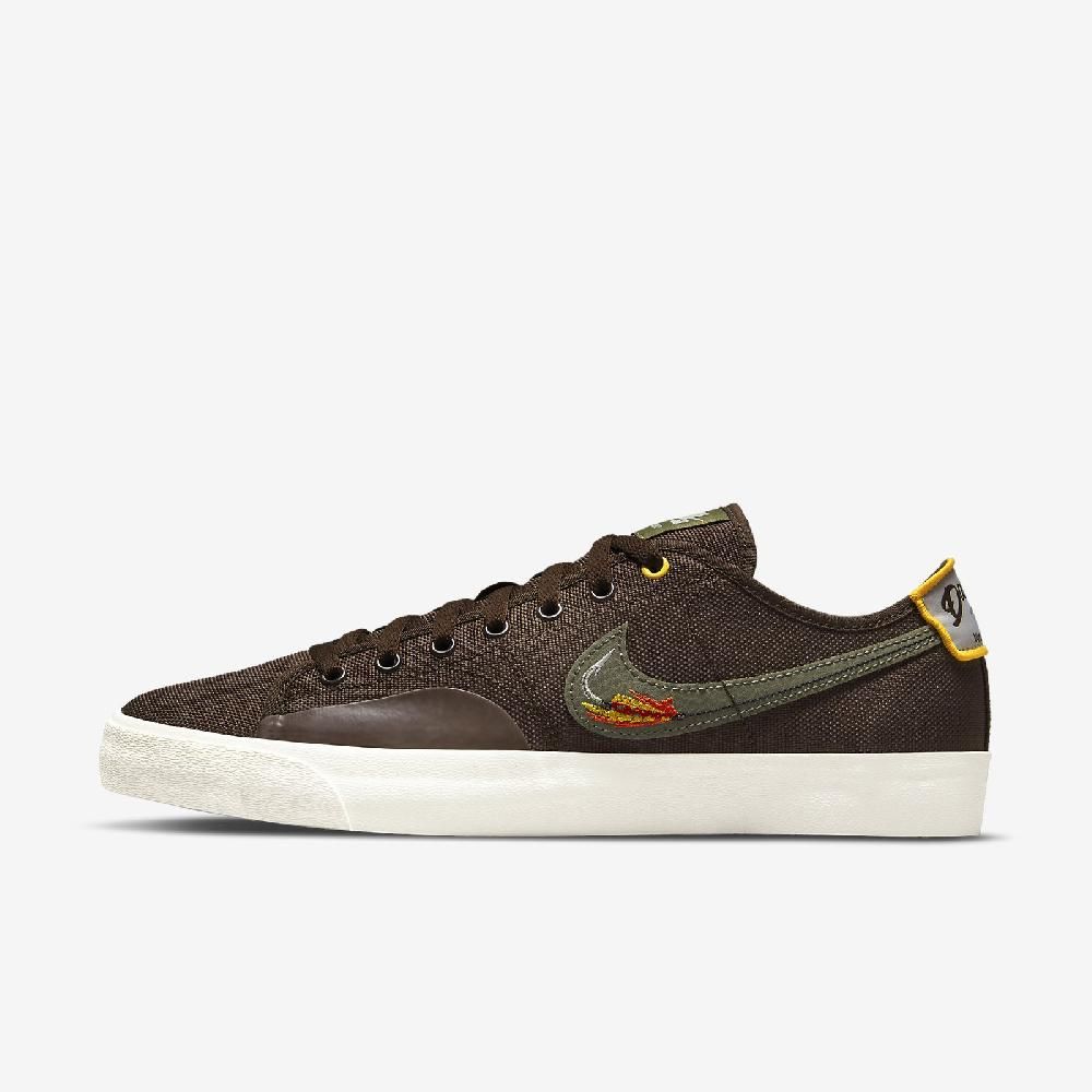 NIKE 耐吉 Nike 耐吉 聯名滑板鞋 SB Blazer Court DVDL 男鞋 咖啡 綠 帆布 選手 運動鞋 CZ5605-200