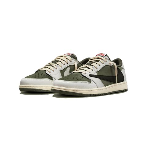 NIKE 耐吉 Travis Scott x Air Jordan 1 Low OG Medium Olive 橄欖綠 聯名dj03 倒勾 休閒鞋 男鞋 DM7866-200