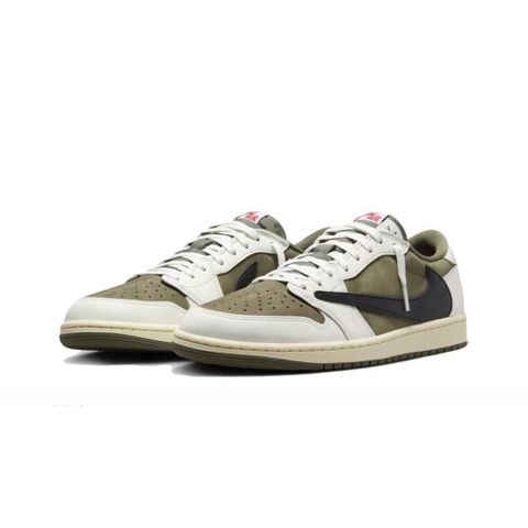 NIKE 耐吉 Travis Scott x Air Jordan 1 Low OG Medium Olive 橄欖綠 聯名dj03 倒勾 休閒鞋 男鞋 DM7866-200