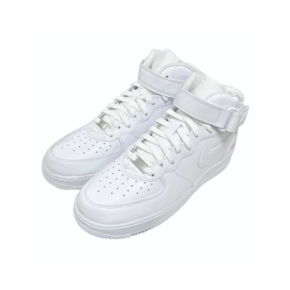 NIKE 耐吉 Supreme x Nike Air Force 1 Mid White 白色 中筒 潮牌 聯名款 休閒鞋 男鞋 FZ8784-100