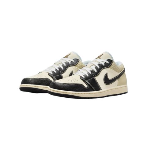 NIKE 耐吉 Air Jordan 1 Low Sanddrift 椰奶編織 黑皮革 奢華 復古 休閒鞋 男鞋 HQ3437-101