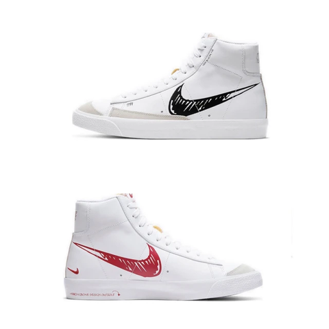 【NIKE 耐吉】Nike Blazer Mid 77 Sketch Pack 塗鴉 黑勾 / 紅勾 休閒鞋 CW7580-101 / CW7580-100