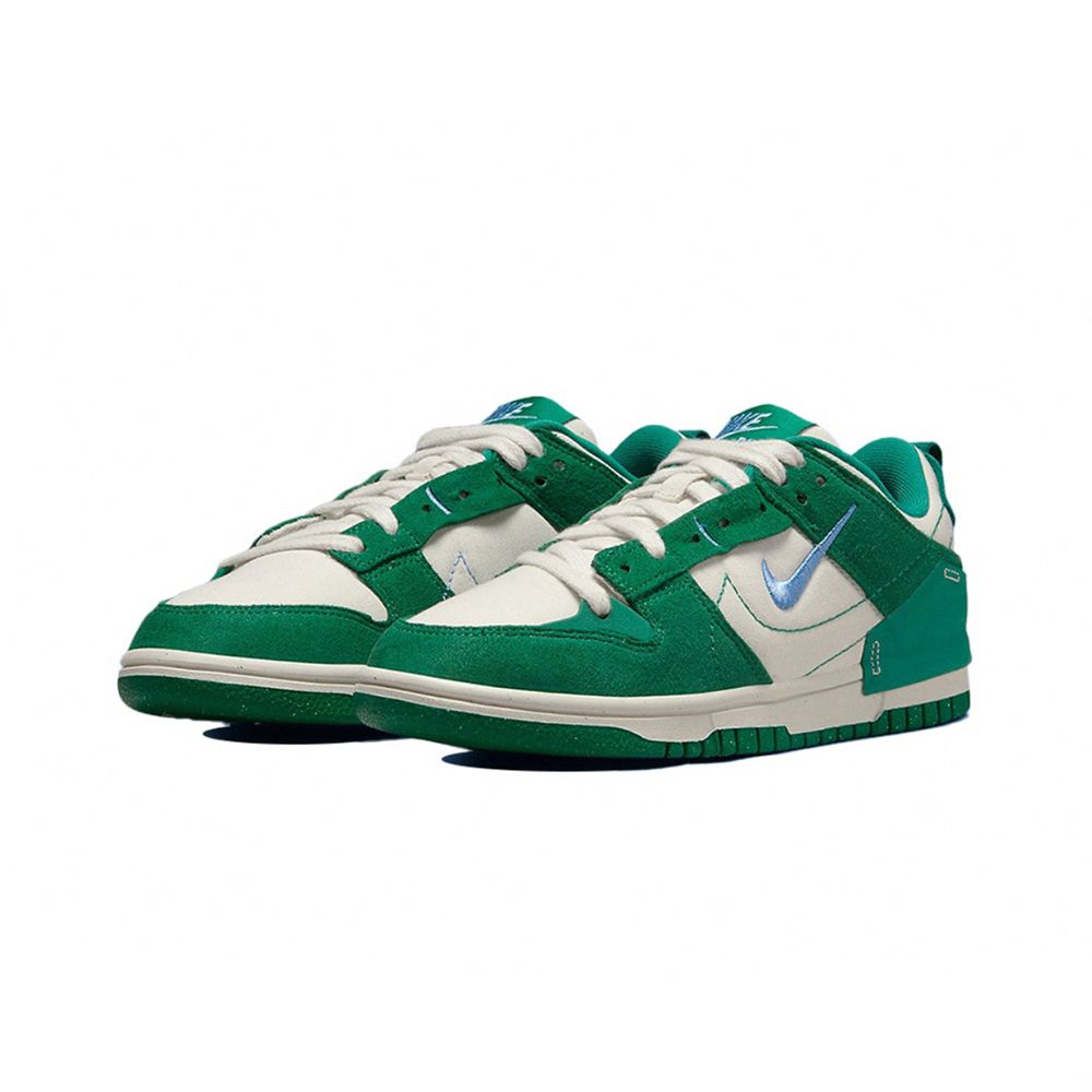NIKE 耐吉  Dunk Low Disrupt 2 女鞋 經典 雙層鞋帶孔 異材質拼接 綠寶石 綠孔雀 白 DH4402-001