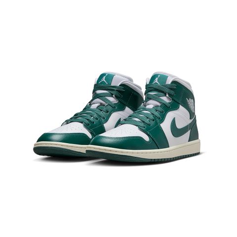 NIKE 耐吉 W Air Jordan 1 Mid 白綠 中筒 休閒鞋 女鞋 BQ6472-133