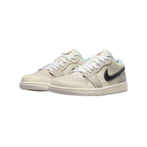 NIKE 耐吉 W Air Jordan 1 Low Sanddrift 椰奶編織 白皮革 經典 休閒鞋 女鞋 HQ3440-101