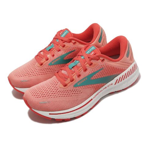 BROOKS 慢跑鞋 Adrenaline GTS 22 女鞋 粉紅 綠 避震 反光 支撐 腎上腺素 1203531B680