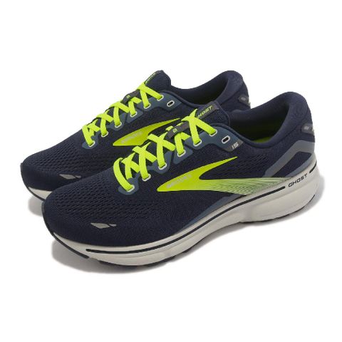Brooks 慢跑鞋 Ghost 15 2E 寬楦 男鞋 藍 黃 高足弓 緩震 路跑 運動鞋 魔鬼系列 1103932E429