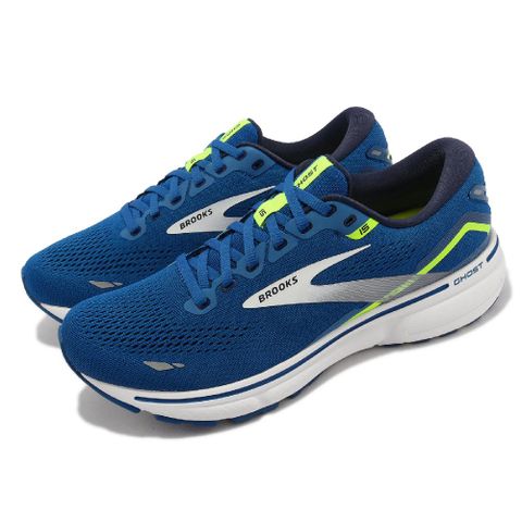 Brooks 慢跑鞋 Ghost 15 藍 白 螢光綠 路跑 魔鬼系列 高足弓 男鞋 避震 1103931D482