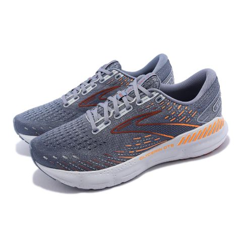 BROOKS 慢跑鞋 Glycerin GTS 20 男鞋 灰 橘 運動鞋 氮氣中底 回彈 緩震 甘油系列 1103831D034