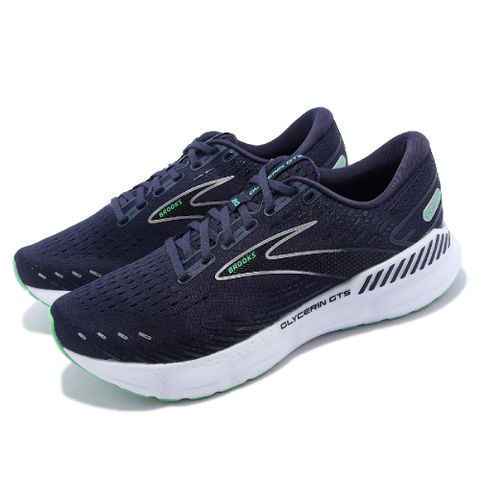 BROOKS 慢跑鞋 Glycerin GTS 20 男鞋 深藍 綠 運動鞋 氮氣中底 回彈 緩震 甘油系列  1103831D436