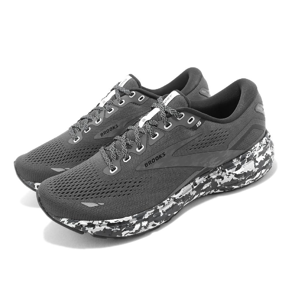 BROOKS  慢跑鞋 Ghost 15 男鞋 黑 灰 路跑 魔鬼系列 15代 雪地迷彩 運動鞋 1103931D004