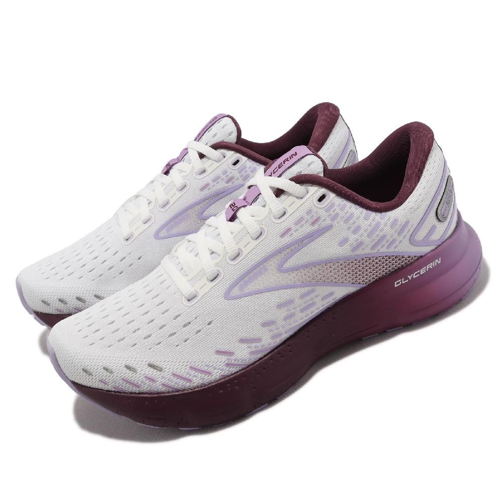 BROOKS  慢跑鞋 Glycerin 20 女鞋 白 紫 緩衝 氮氣中底 運動鞋 路跑 甘油系列 20代 1203691B168