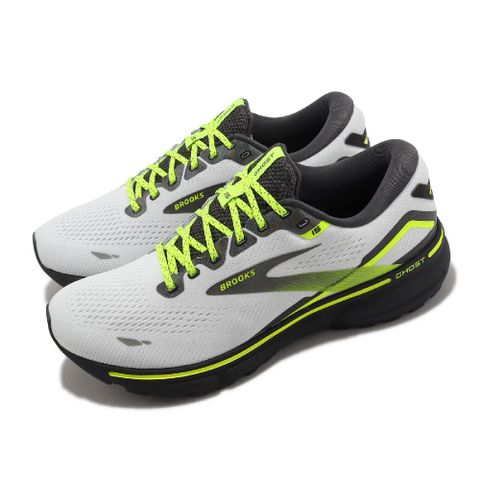 BROOKS 布魯克斯 慢跑鞋 Ghost 15 男鞋 白 黃 夜光限定款 高足弓 緩震 反光 魔鬼系列 1103931D125