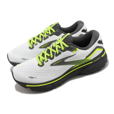 BROOKS 布魯克斯 慢跑鞋 Ghost 15 女鞋 白 黃 夜光限定款 高足弓 緩震 反光 魔鬼系列 1203801B125