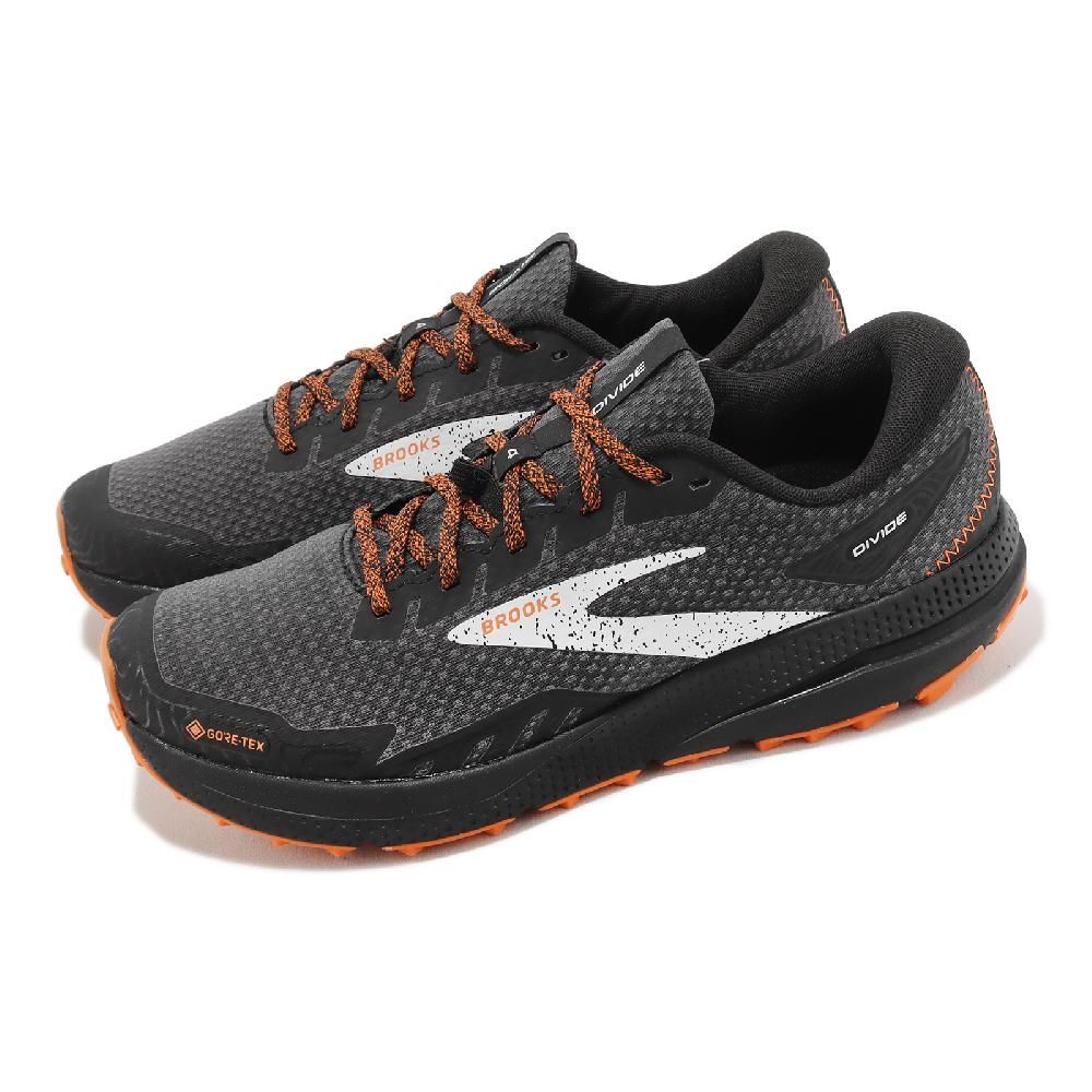 BROOKS  布魯克斯 越野跑鞋 Divide 4 GTX 男鞋 黑 橘 防水 戶外 郊山 緩衝 運動鞋 1104041D084