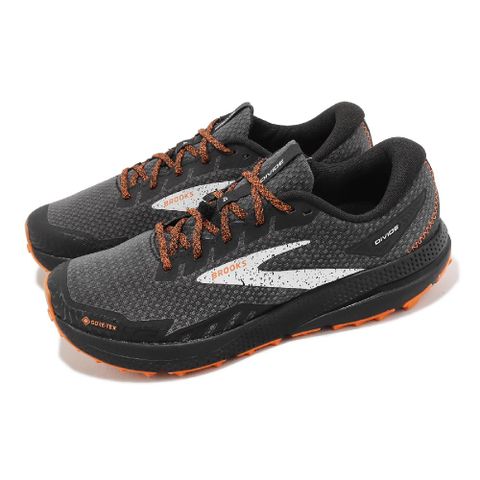 Brooks 布魯克斯 越野跑鞋 Divide 4 GTX 男鞋 黑 橘 防水 戶外 郊山 緩衝 運動鞋 1104041D084