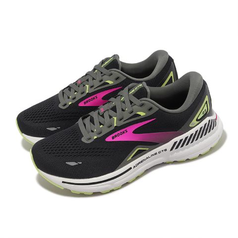 BROOKS 布魯克斯 慢跑鞋 Adrenaline GTS 23 D 寬楦 女鞋 黑 粉紅 運動鞋 腎上腺素 1203811D037