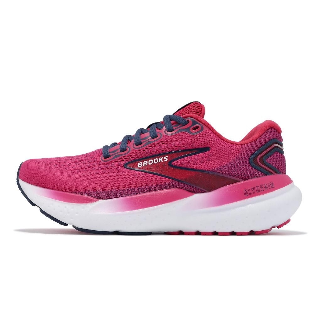 BROOKS  布魯克斯 慢跑鞋 Glycerin 21 女鞋 桃紅 白 回彈 透氣 甘油系列 路跑 厚底 運動鞋  1204081B630