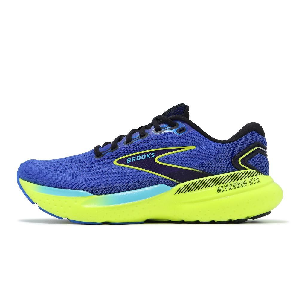 BROOKS  布魯克斯 慢跑鞋 Glycerin GTS 21 男鞋 藍 螢光綠 回彈 甘油系列 路跑 運動鞋  1104201D429