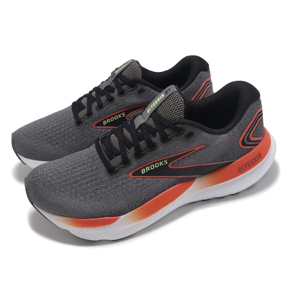 BROOKS  布魯克斯 慢跑鞋 Glycerin 21 男鞋 灰 橘 回彈 輕量 甘油系列 運動鞋 1104191D059