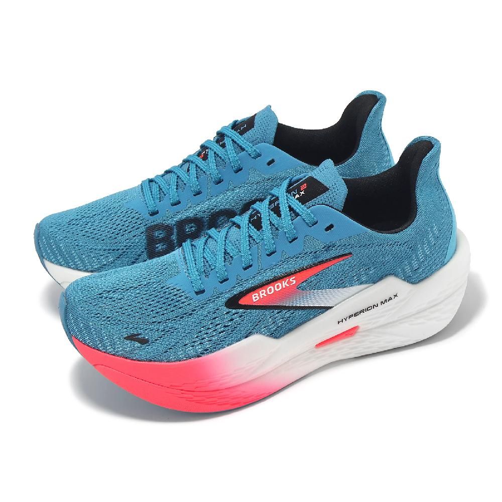 BROOKS  布魯克斯 競速跑鞋 Hyperion Max 2 女鞋 藍 粉 氮氣中底 回彈 厚底 輕量 運動鞋 1204231B408