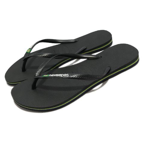 havaianas 哈瓦仕 夾腳拖鞋 Slim Brasil 女鞋 黑 經典 國旗 平底 人字拖鞋 41407130090W