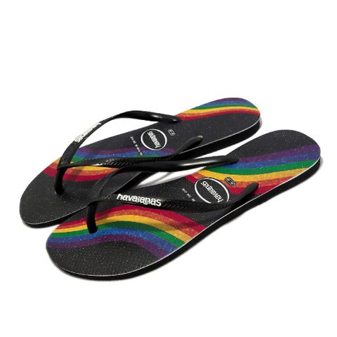 havaianas 哈瓦仕 涼拖鞋 Slim Pride 女鞋 黑 彩虹 Pride 巴西拖 人字拖 夾腳拖  41469070090W