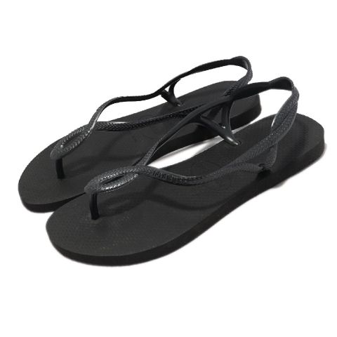 havaianas 哈瓦仕 涼拖鞋 Luna 女鞋 黑 全黑 夾腳拖 人字拖 麻花 細帶  41296970090W