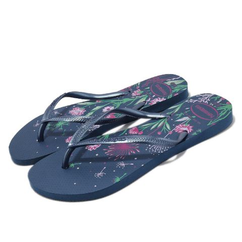 havaianas 哈瓦仕 拖鞋 Slim Organic Flip Flops 女鞋 藍 花卉 夾腳拖 細帶  41328231803W