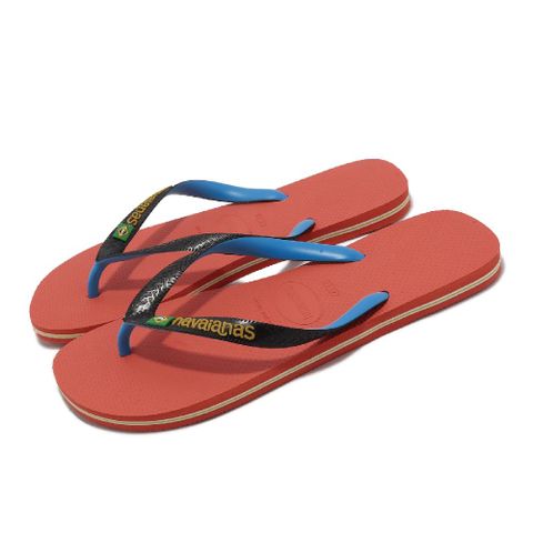 havaianas 哈瓦仕 拖鞋 Brasil Mix Flip Flops 男鞋 橘 黑 巴西 國旗 夾腳拖 人字拖  41232061256U