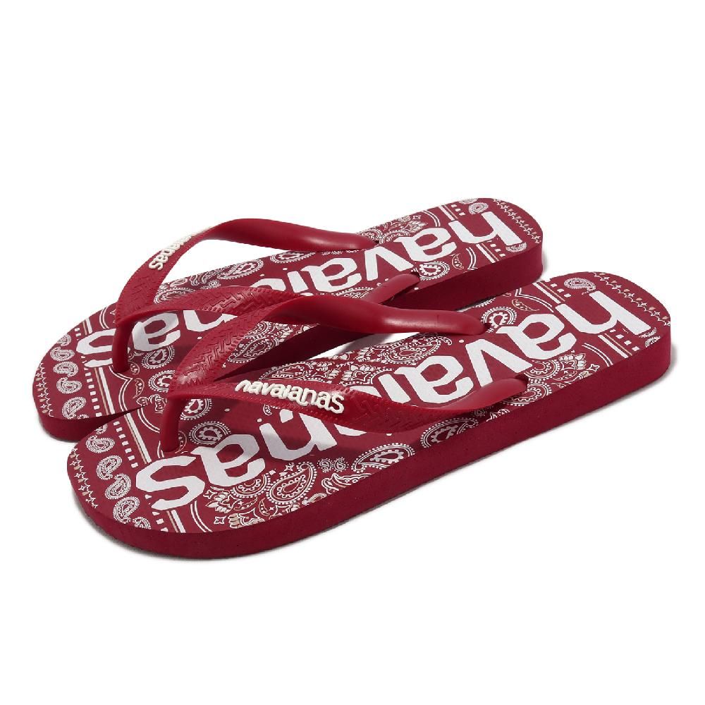 havaianas 哈瓦仕   拖鞋 Top Logomania Fashion 男鞋 紅 白 圖騰印花系列 人字拖 夾腳拖 41484491440U