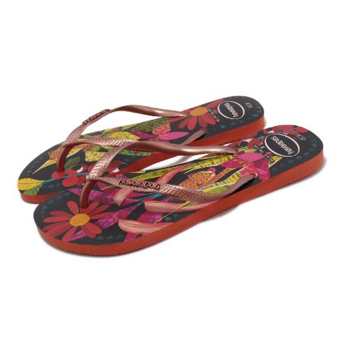 havaianas 哈瓦仕 拖鞋 Slim Tropical 男鞋 女鞋 黑 紅 熱帶風 人字拖 夾腳拖 巴西 41221111256W