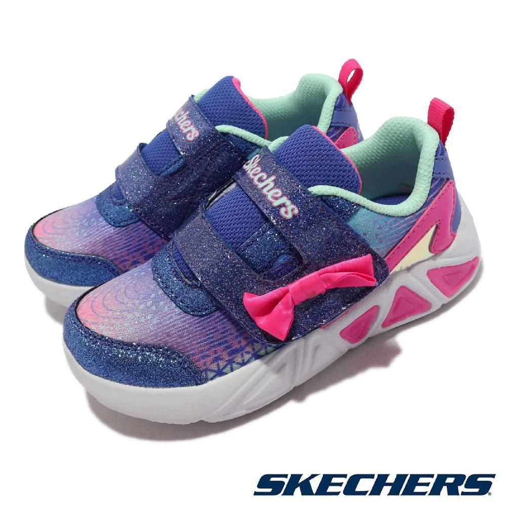 SKECHERS  休閒鞋 S Lights-Tri-Brights 童鞋 燈鞋 發光 蝴蝶結魔鬼氈 緩衝 中小童 紫 302654-NBLHP 302654-NBLHP