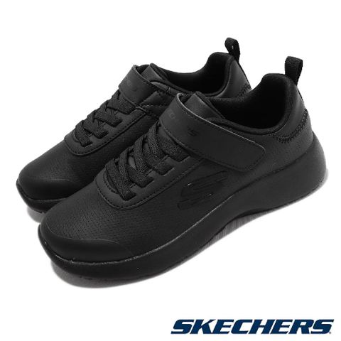 SKECHERS 休閒鞋 Dynamight-Day School 童鞋 中大童 全黑 魔鬼氈 皮面 運動鞋 97772LBBK