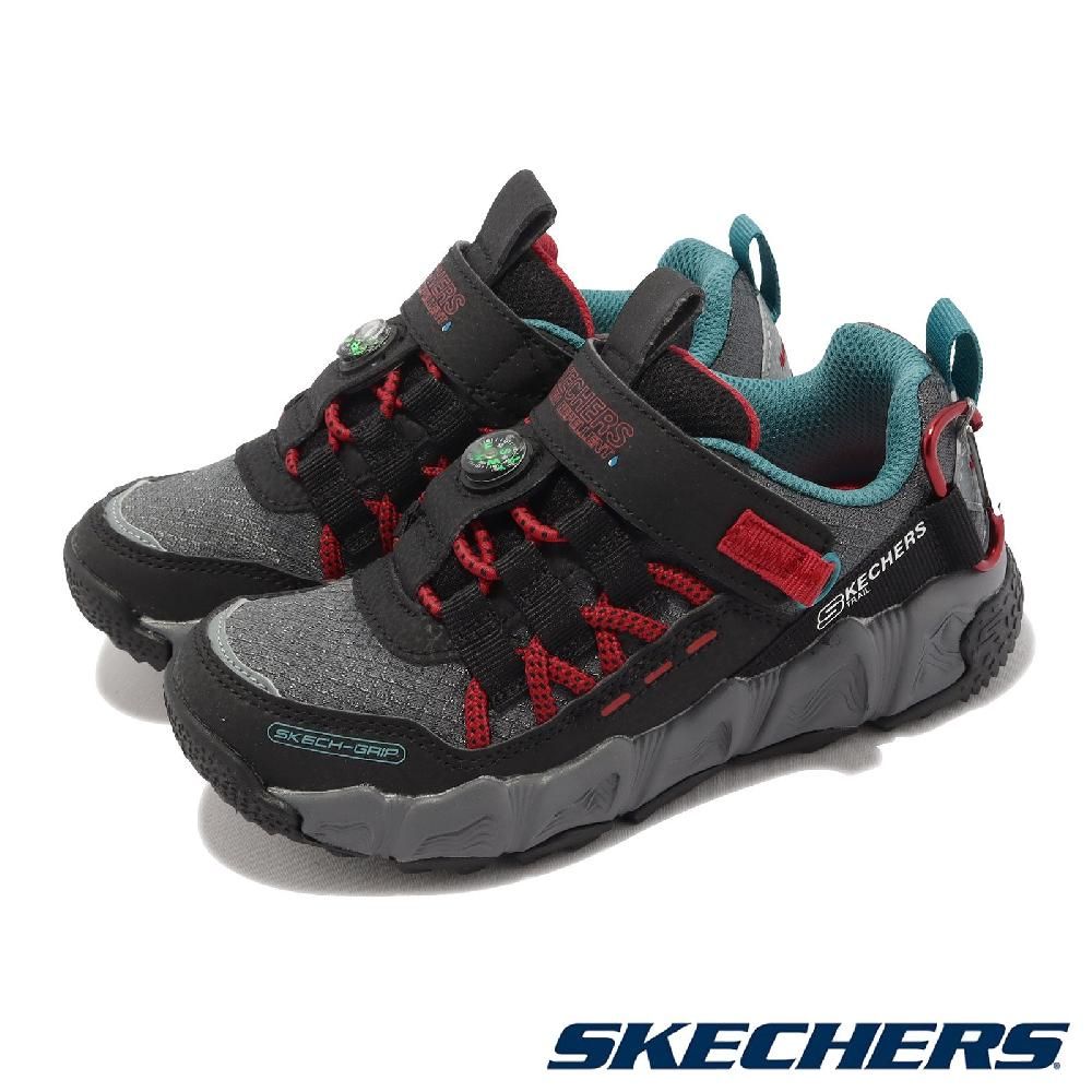 SKECHERS  童鞋 Velocitrek-Pro Scout 黑 紅 防潑水 運動鞋 侏儸紀 中童 指北針 406423LBKRD