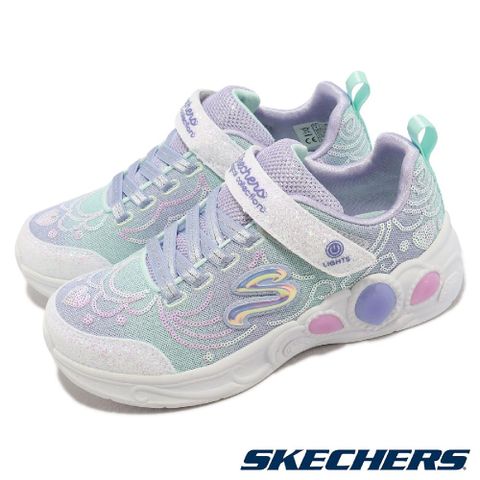 Skechers 休閒鞋 S Lights 中童鞋 紫 炫彩 燈鞋 閃燈 愛心 刻紋 公主 302686LLVMT