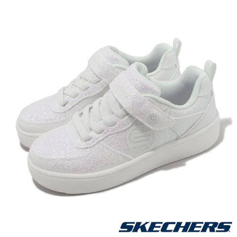 Skechers 中童鞋 S Lights-Sport Court 92-Sparkle Remix 燈鞋 白 魔鬼氈 310102LWHT
