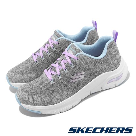 Skechers 休閒鞋 Arch Fit-Comfy Wave 寬楦 女鞋 灰 紫 回彈 避震 支撐 運動鞋 149414WCCLV