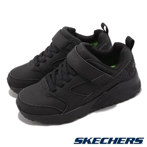 SKECHERS 斯凱奇 童鞋 Uno Lite Donex 中童 黑 全黑 魔鬼氈 記憶鞋墊 皮革 運動鞋 小朋友 403671LBBK