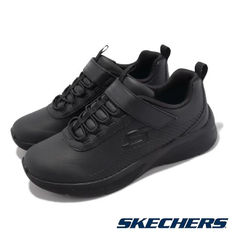 SKECHERS 斯凱奇 童鞋 Microspec-Classmate Cutie 中童 黑 全黑 魔鬼氈 皮革 運動鞋 302607LBBK